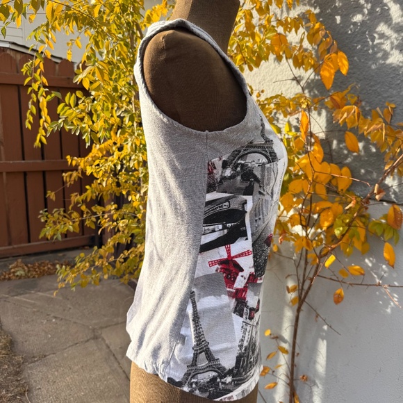 Cute Vintage Y2K Paris collage sleeveless tee - Picture 3 of 6